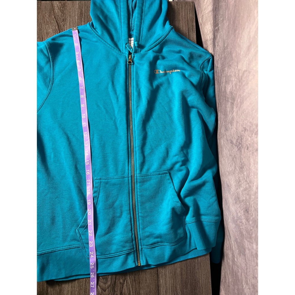 Champion Authentic Athleticwear Teal Full-Zip Hooded Sweatshirt Size XL - Picture 7 of 9